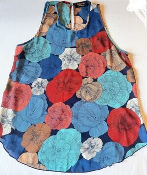 Renee C. Multicolor Floral Sleeveless Blouse, Size Large